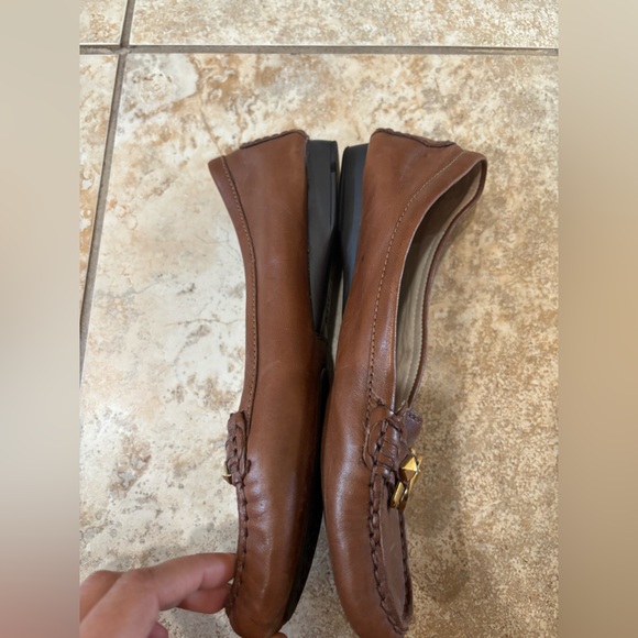 Michael Kors Brown Leather MK Logo minimalist business casual Loafers - Picture 3 of 6